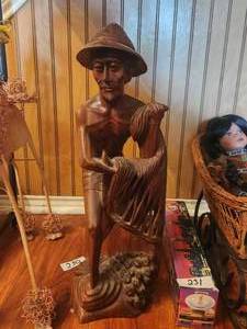 lot 230 image: Vintage Bali Indonesia wood carved fisherman