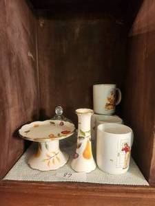 lot 87 image: Shelf lot of home decor. - including Norman Rockwell coffee mugs