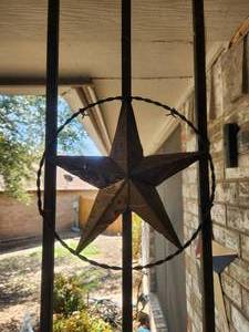 lot 242 image: Hanging Texas Star - looks like it is made of license plates - 13