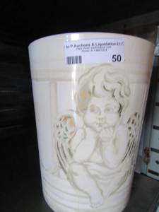 lot 50 image: Angel dcor bathroom set, tooth brush holder, soap dish, waste basket
