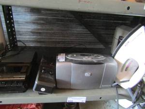 lot 52 image: hp mini scannerprinter, realistic handheld scanner, b&d iron,panasonic tape player