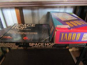 lot 56 image: game lot includes taboo, space hop unknown if all pieces are there