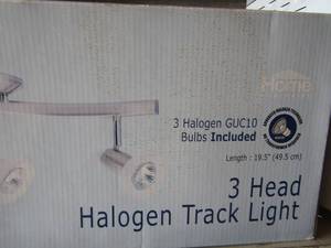 lot 60 image: home brand 3 head halogen track light length 19.5 new in box