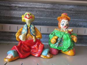 lot 79 image: paper mashae clowns made by alvary midies man and women