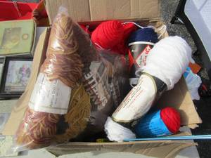 lot 107 image: box full of sayelle yarn various colors all new baby yarn and hand knitting yarn