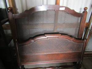 lot 120 image: twin size wicker pattern head board foot board