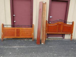 lot 138 image: queen size wooden headboardfootboard and side rails