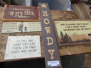 lot 29 image: Wall dcor 15x9 one is nearer gods heart,   24 in howdy photo,   10x6 if its true photo and other small photos