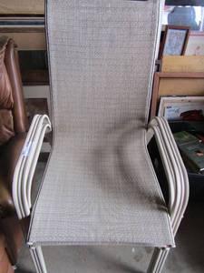 lot 146 image: 2 off white patio outdoor sitting chairs in good condition