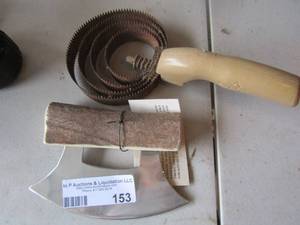 lot 153 image: used hirse comb, brand new moose antler handled knife