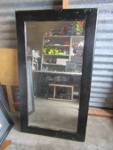lot 187 image: 42x24 black framed wall mirror