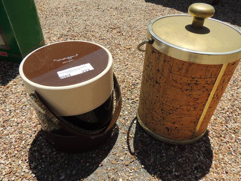 lot 222 image: Ice bucket made of cork, and Ice Bu...