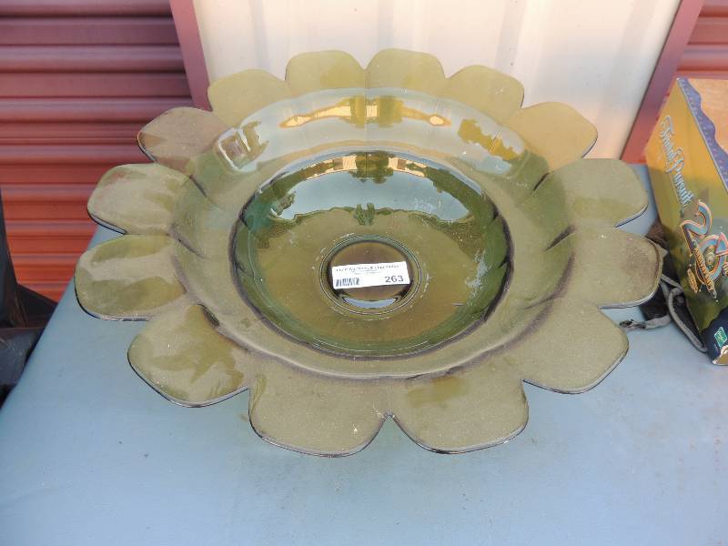 lot 263 image: Large green glass bowl...