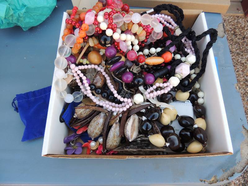 lot 275 image: Box of SEVERAL necklaces  and coin ...