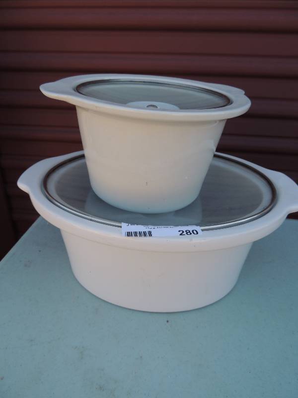 lot 280 image: 2 CROCKS FOR CROCK POTS - ROUND & O...