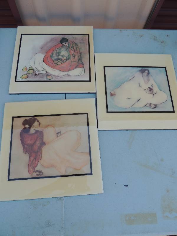 lot 292 image: 3 tiles with Prints by R.C. Gorman ...