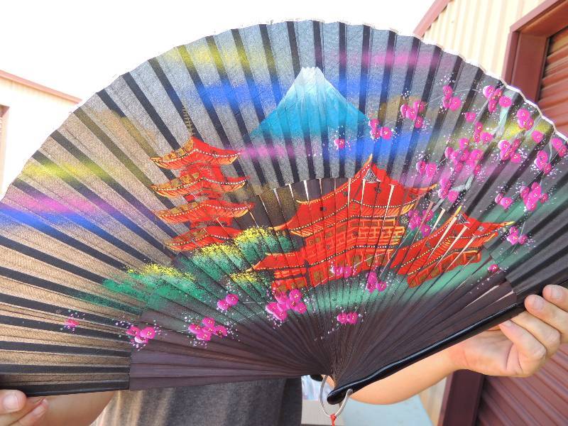 lot 298 image: Geisha Fan hand painted and made in...