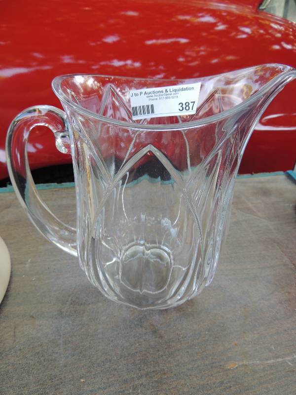 lot 387 image: Lead Crystal Juice Pitcher...