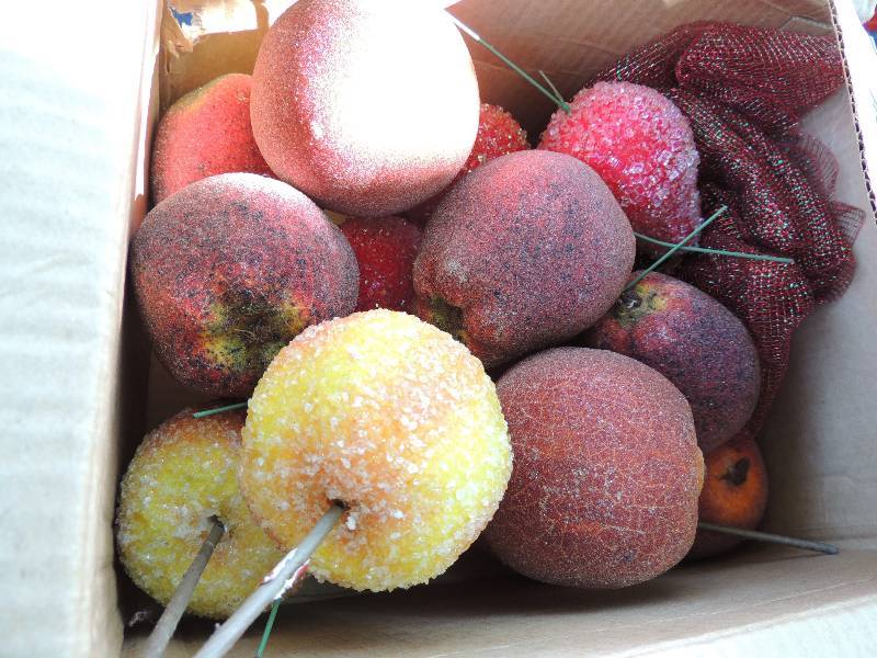 lot 398 image: BOX OF Frosted decorative fruit...