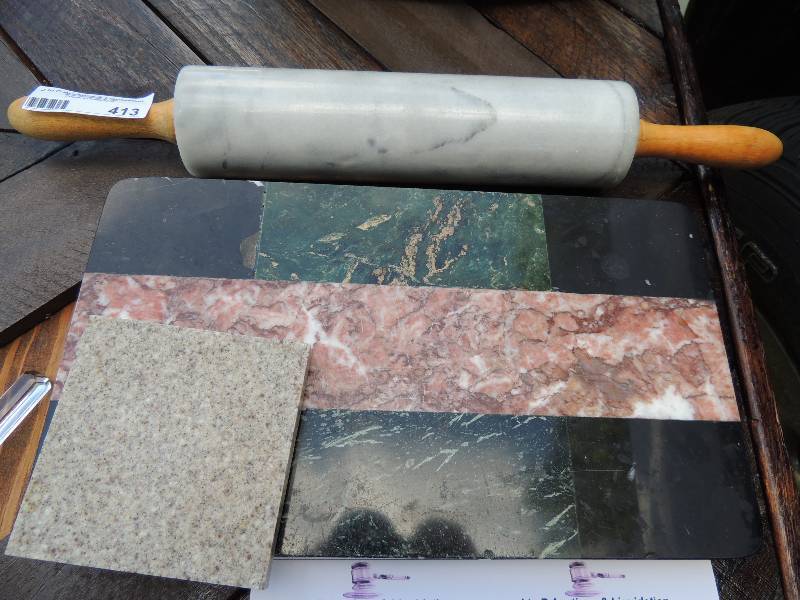 lot 413 image: Marble Dough roller rolling pin, 2...