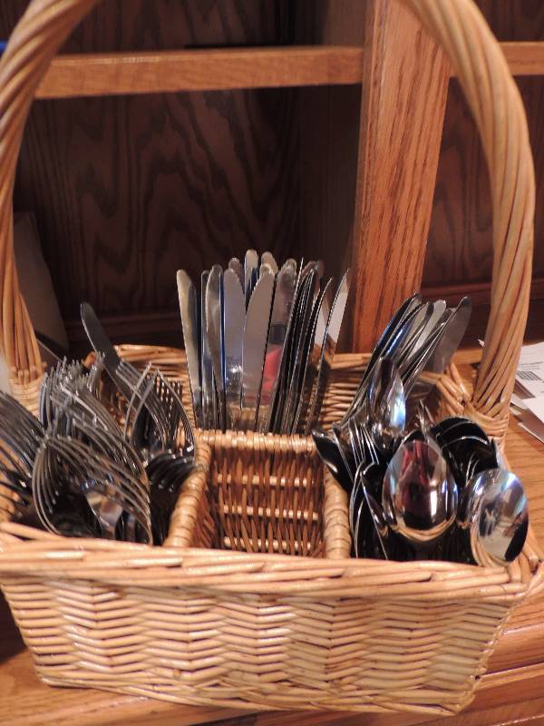 lot 124 image: utensils basket with silverware 36...