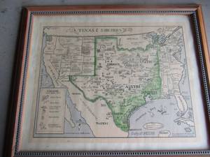 lot 11 image: Map of Texas & Suburbs framed in great condition 1923