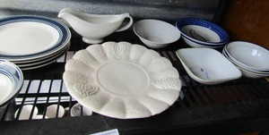 lot 160 image: Main stay dish lot includes, plates, cereal bowls, gravy boat and more