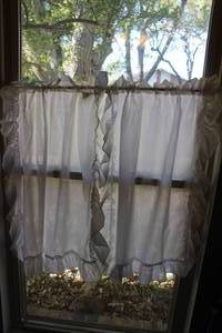 lot 62 image: Pair of Whie Ruffle Half Curtains total size of 34x34