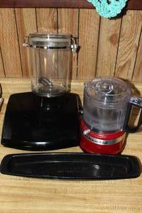 lot 93 image: Sandwich Maker, Small Kitchen Aide Food Processor and Canister