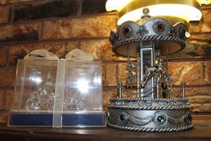 lot 95 image: Cinderella Crystal Horse and Carriage and Reigndeer Carousel