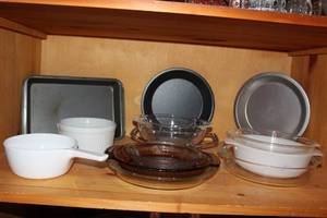 lot 161 image: Cooking and serving dishes as shown pictures