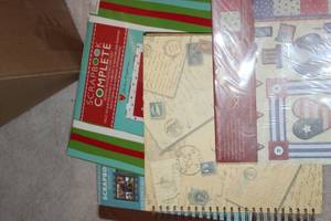lot 224 image: Complete Scrapbook Kits just add pictures, blank spiral no line book and additoal scrapbook pages
