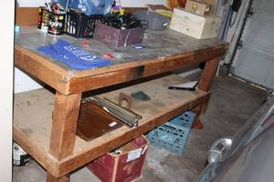 lot 266 image: Workshop work table .. Very sturdy and  solid.. ...Contents NOT Included..Table Only