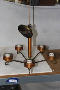 lot 61 image: Vintage Copper colored hanging Light Fixture