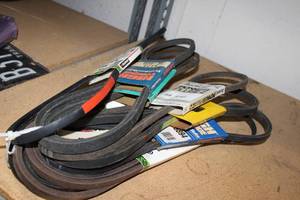 lot 114 image: Ten Unused Belts For a variety of things, mainly Lawnmowers