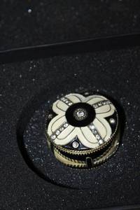 lot 183 image: Round Brass Trinket Box with Decorative Overlay  and Jewels