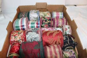 lot 49 image: Large Quantity of Wired Crafting Ribbon Variety of widths and Patterns