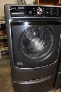 lot 58 image: Maytag Front Load Washing Machine with Pedestal