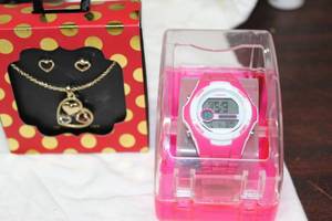lot 142 image: Ladies watch, earrings, and pendant set in Original Boxes