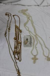 lot 197 image: Gold toned Pearl like Fashion Jewelry as shown in photos