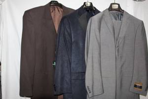 lot 202 image: Mens suits (3) 42R, 2 pc suit and 2 Jackets only (one is a Steve Harvey)