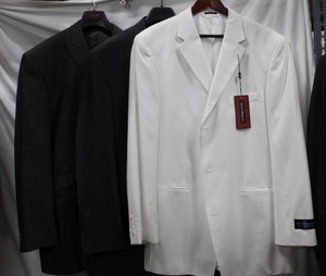 lot 203 image: Mens Suits (3) 52L White Jacket only by Steve Harvey and (2) 2-pc Suits. Please preview.