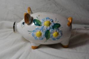 lot 205 image: Ceramic piggy bank with flowers marked Italy