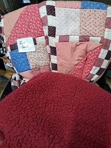 lot 56 image: Full Size Quilt and Sherpa Burgundy Blanket