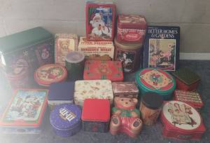 lot 13 image: LOT OF TIN BOXES AS SHOWN.