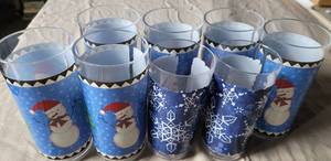 lot 157 image: LOT OF CHRISTMAS PLASTIC CUPS AS SHOWN.
