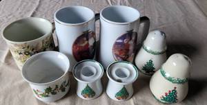 lot 163 image: LOT OF CHRISTMAS CUPS, SHAKERS AS SHOWN.