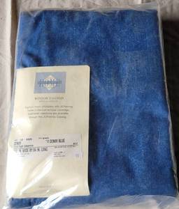 lot 179 image: DENIM TAB TOP DRAPES IN PACKAGE AS SHOWN.