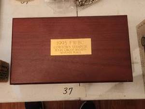 lot 37 image: 1993 Cowtown stampede award box and Texaco pins