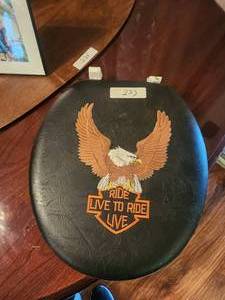 lot 233 image: Harley Davidson toilet seat cover - been on display
